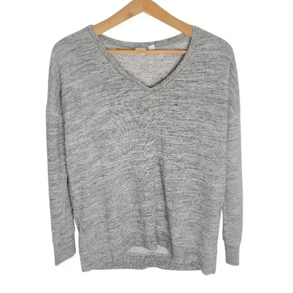 Gap Grey Heathered Terrycloth V Neck Sweatshirt Women's Size XS Loungewear - Picture 1 of 5